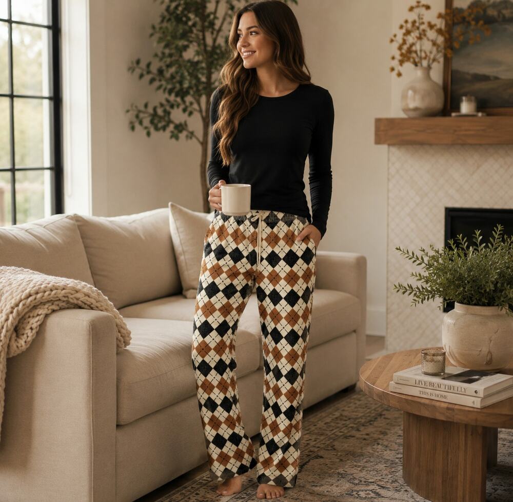PACSUN size Slim MEDIUM Argyle Pattern Corduroy PANTS Elastic Waist TAN GRAY